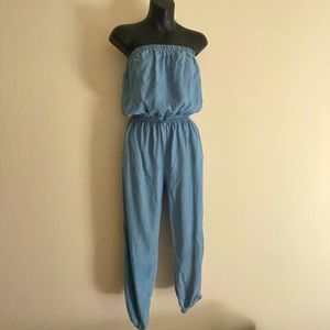 Sustainable Chambray Strapless Romper